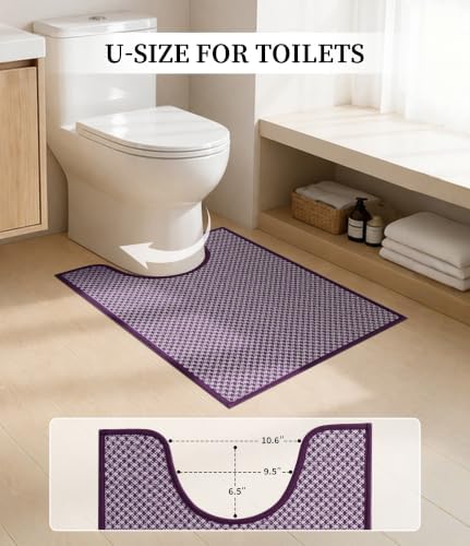 YIHOUSE Purple Bathroom Rugs Sets 5 Pieces,Thin Bath Mat Quick Dry