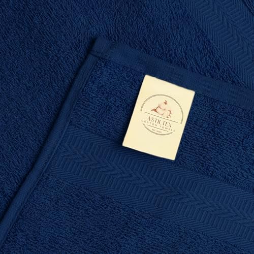 Bath Towels Pack of 6 – 24" x 48" – 100% Cotton Terry, Soft, Quick-Dry & Highly Absorbent – Navy Blue Towels for Bathroom, Spa, Gym, Hotel, Pool & Everyday Use