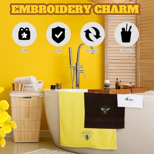 Peryiter 3 Pack Honey Bee Decorative Bath Towel Set