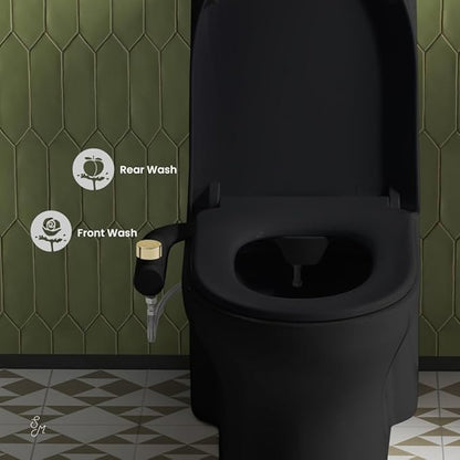 Swiss Madison Aqua Non-Electric Bidet Toilet Attachment in Matte Black with Polished Gold Hardware