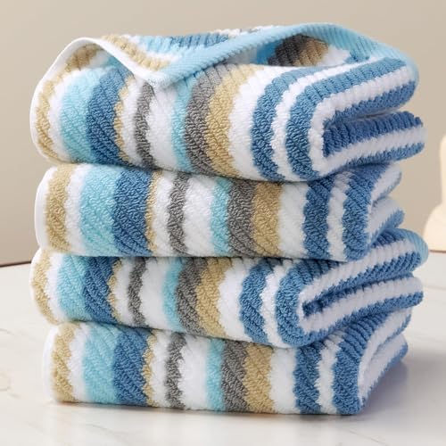 VOOVA & MOVAS Hand Towels 4 Pack, 100% Cotton, 16x27 in, Blue Gray Beige