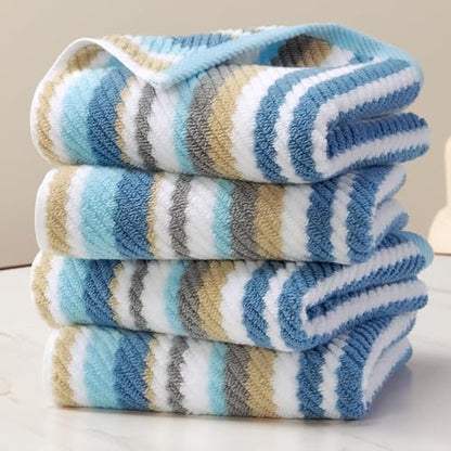 VOOVA & MOVAS Hand Towels 4 Pack, 100% Cotton, 16x27 in, Blue Gray Beige