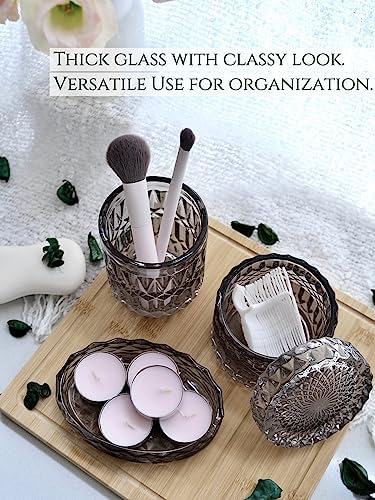LaMarriti Gray Bathroom Accessories Set, 5Pcs Glass Bathroom Set