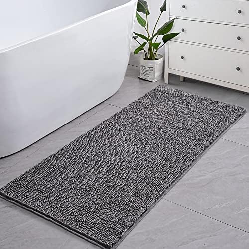 LOCHAS Luxury Bathroom Rug Shaggy Bath Mat 24 x 60 Inch, Gray