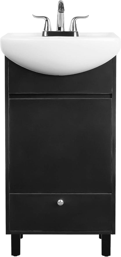 Petite 18 Inch Bathroom Vanity with Sink, Small Freestanding Bathroom Cabinet, Space-Saving Vanity Sink Combo Design, Dual Storage, Satin Black