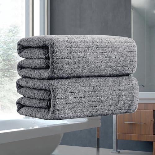 Hailea Grey Hand Towels Set 16x31 Inches,Soft Microfibers Bathroom Towel Set 2 Pack,Highly Absorbent Quick Dry Luxury Towel Hotel Spa Gym Hand Towel Collection for Bathroom