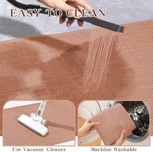 chakme Bathroom Rugs Mat 47x24, Ultra Thin Non Slip Bath Mat Large Quick Dry Absorbent Bath Mat for Bathroom Floor, (Dark Pink, 47"x24")