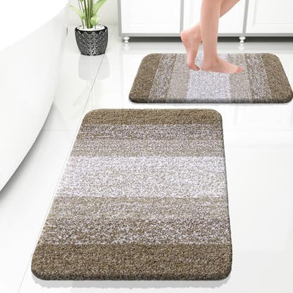 OLANLY Micorfiber Bathroom Rug Set 2 Piece, 30"x20"+24"x16"