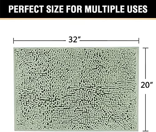 H.VERSAILTEX Microfiber Bath Rugs Chenille Floor Mat Ultra Soft Washable Bathroom Dry Fast Water Absorbent Bedroom Area Rugs, 20 x 32 - Inch, Sage