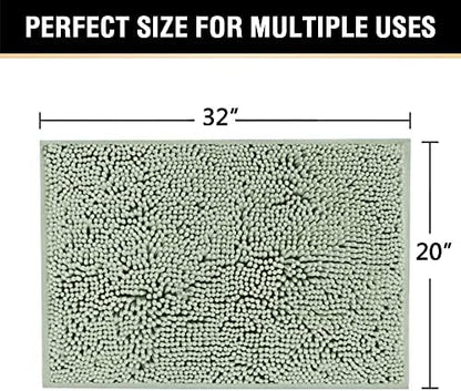 H.VERSAILTEX Microfiber Bath Rugs Chenille Floor Mat Ultra Soft Washable Bathroom Dry Fast Water Absorbent Bedroom Area Rugs, 20 x 32 - Inch, Sage
