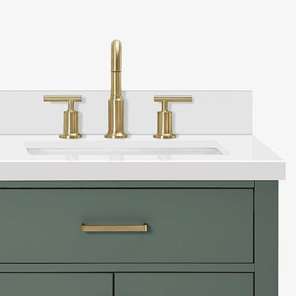 ARIEL Hepburn 67 Inch Double Rectangle Sink Bathroom Vanity with Pure White Quartz Countertop 1.5 Inch in Vintage Green