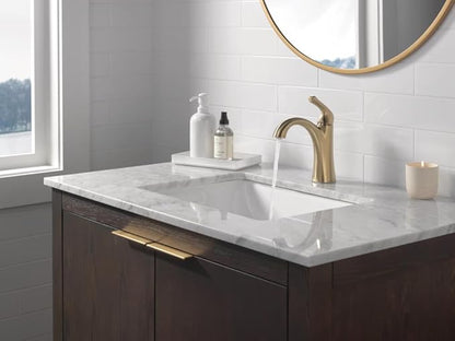 Delta Arvo Brushed Gold Bathroom Faucet 1 Hole, Single Hole Bathroom Sink Faucet for Vanity, Push-Pop Drain Assembly, Champagne Bronze 15840LF-CZ