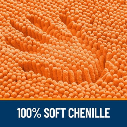 OLANLY Chenille Bathroom Rugs Mats Sets 2 Piece, 24"x16"+24"x20", Orange
