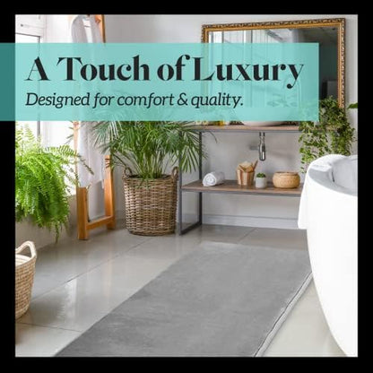 Memory Foam Bath Mat Non Slip Absorbent Super Cozy Velvet Bathroom Rug Carpet (22 inches X 42 inches, Grey)
