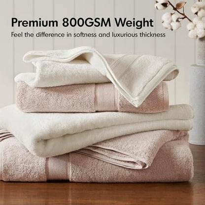 Madison Park 800GSM 100% Cotton Bathroom Bath Towel Set of 8, Blush