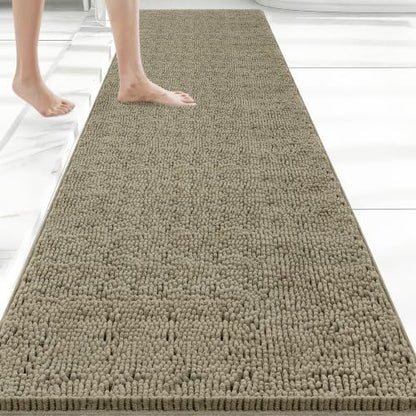 Bcoimo Bath Rug Mat,60x24 High Absorbent Latte Long Bathroom Runner Rugs