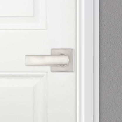 Kwikset Breton Interior Passage Door Handle 2 Pack, Lever for Closet and Hallway Doors, Reversible Non-Locking Handle Lever, Satin Nickel, with Microban Protection