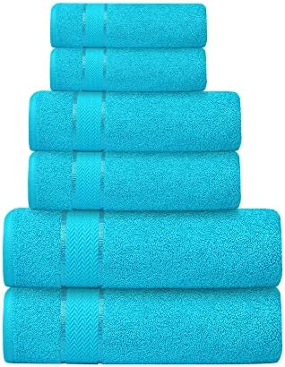 6 Piece Bath Towel Set, 2 Bath, 2 Hand, 2 Washcloths, Turquoise