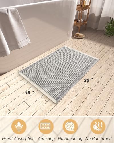 Upgraded Waffle Bath Mat Ultra Absorbent Non Slip Bathroom Mat, 18" x 30"