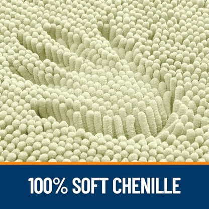 OLANLY Chenille Bathroom Rugs Mats Sets 2 Piece, 24"x16"+24"x20", Vanilla
