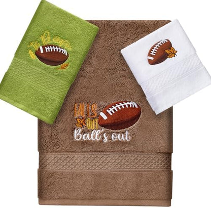 Peryiter 3 Pack Football Decorative Bath Towel Set