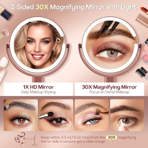 B Beauty Planet Vanity Mirror with Lights, Magnifying Makeup Mirror 30X/1X