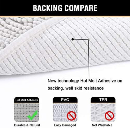 H.VERSAILTEX Bath Mats for Bathroom Non Slip Luxury Chenille Ultra Soft Bath Rugs 24x36 Absorbent Non Skid Shaggy Rugs Washable Dry Fast Plush Area Carpet Mats for Indoor, Bath Room, Tub - Pure White