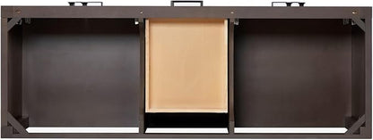 ARIEL Cambridge 60-inch Bathroom Vanity with Sink,Solid Wood, 1.5-inch Carrara White Quartz Countertop, Double Rectangular Porcelain Sink, 4 Soft Closing Doors, 6 Dovetail Drawers, Brown Oak