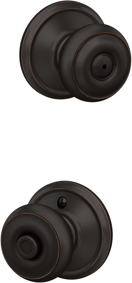 Schlage F40 GEO 716 Georgian Door Knob, Bed & Bath Privacy Lock, Aged Bronze