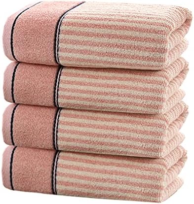 Pidada Hand Towels Set of 4 100% Cotton Striped Pattern Absorbent Soft Decorative Towel for Bathroom (Pink)