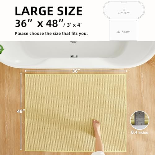 TYUU Large Bathroom Rugs Non Slip Washable Bath Rugs Super Absorbent Bathroom Rug Thin Quick Dry Low Pile Bath Mats, Yellow 36"x48"