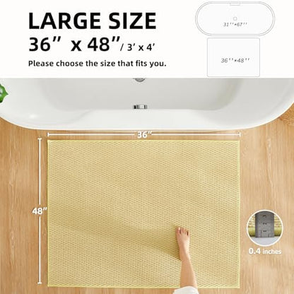 TYUU Large Bathroom Rugs Non Slip Washable Bath Rugs Super Absorbent Bathroom Rug Thin Quick Dry Low Pile Bath Mats, Yellow 36"x48"