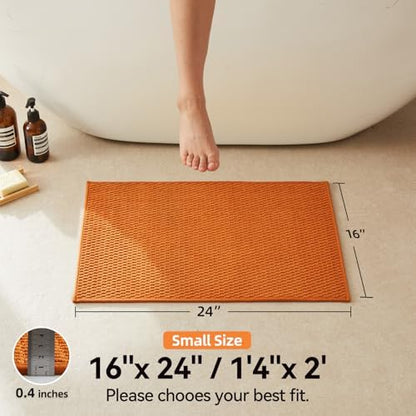 Triohero Bathroom Rugs Non Slip Washable, Super Absorbent Thin Bath Mat Small Quick Dry Low Pile Bathroom Rug, Orange 16"x24"