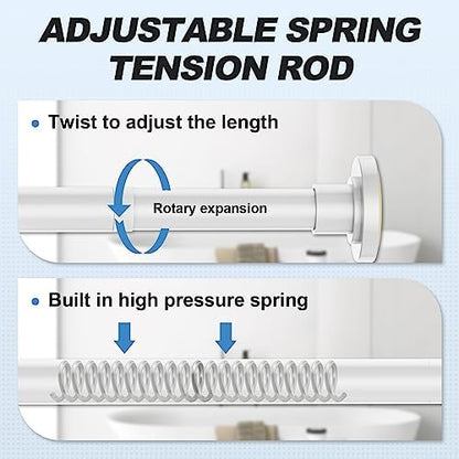 CorkLatta White Shower Curtain Rod 31 to 104 Inch,1 Inch Diameter Adjustable Spring Tension Curtain Rod No Drilling Stainless Steel Telescoping Rod,No Rust
