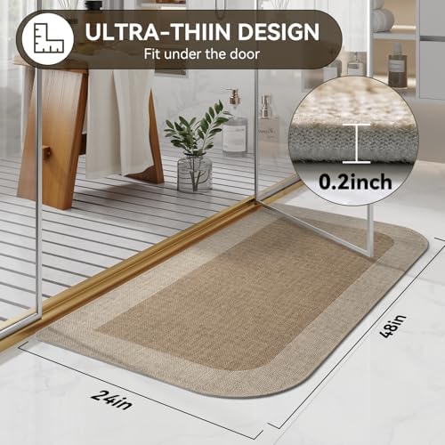 YDKGL Bathroom Runner Rug, Long Thin Bath Mat Fit Under Door, Brown 24x48