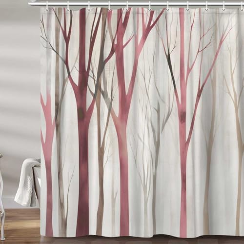 Birch Forest Abstract Shower Curtain Farmhouse Bathroom Decor 72X84 Inch