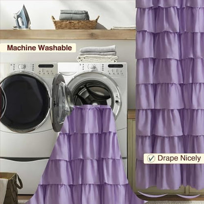 Purple Ruffle Shower Curtain for Bathroom, 36 x 72 inch, 1 Panel
