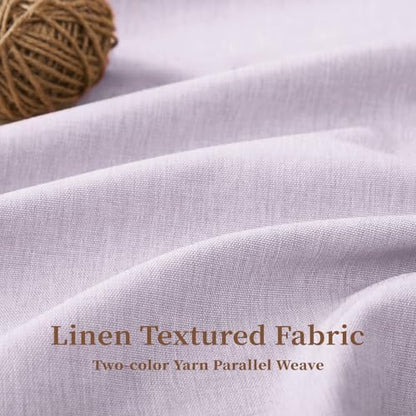 BTTN Lavender Boho Scalloped Linen Textured Cloth Shower Curtain Set, 72x72