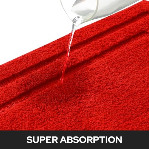 HOMEIDEAS Bathroom Rugs Sets 2 Piece, Super Soft Non Slip Bath Mat Red