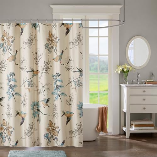 Madison Park Farmhouse Cotton Shower Curtain, 72"x72", Khaki
