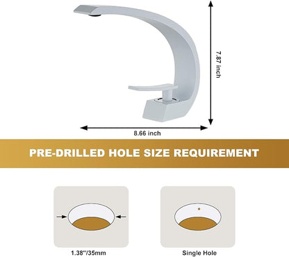 White Finish Bathroom Sink Faucet,Unique Design and Pop Up Drain