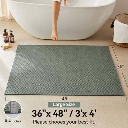 Triohero Large Bathroom Rugs Non Slip Washable Bath Rugs Super Absorbent Bathroom Rug Thin Quick Dry Low Pile Bath Mats, Sage Green 36"x48"