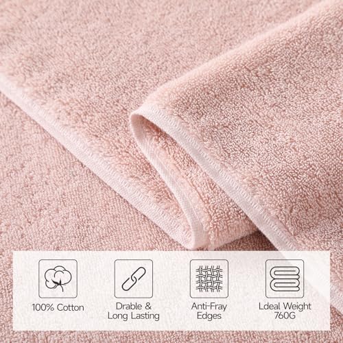 REDKISS 2 Pack Large Bath Towels Set, 100% Cotton, 32x63 in, Heavyweight 760G, Highly Absorbent & Quick Dry, Super Soft Luxury Towels for Bathroom,Hotel Collection - Pink Dark Gray