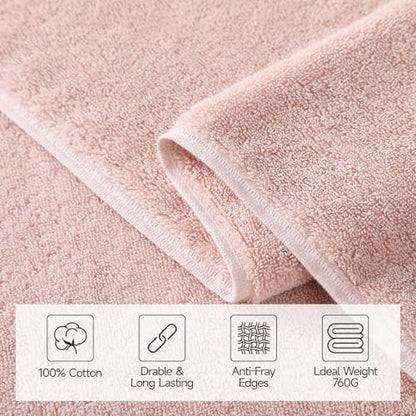 REDKISS 2 Pack Large Bath Towels Set, 100% Cotton, 32x63 in, Heavyweight 760G, Highly Absorbent & Quick Dry, Super Soft Luxury Towels for Bathroom,Hotel Collection - Pink Dark Gray