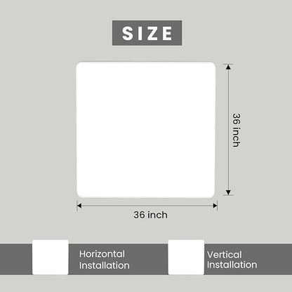 White Bathroom Mirror 36x36 Inch, White Metal Framed Bathroom Mirror for Wall, Rounded Rectangle Matte Bathroom Vanity Mirror, Tempered Glass, Anti-Rust, Horizontal/Vertical