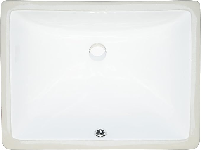MSI 18.5” (L) x 13.75” (W) x 8.0” (H) Rectangle Porcelain Ceramic Undermount Bathroom Vanity Vessel Sink, White