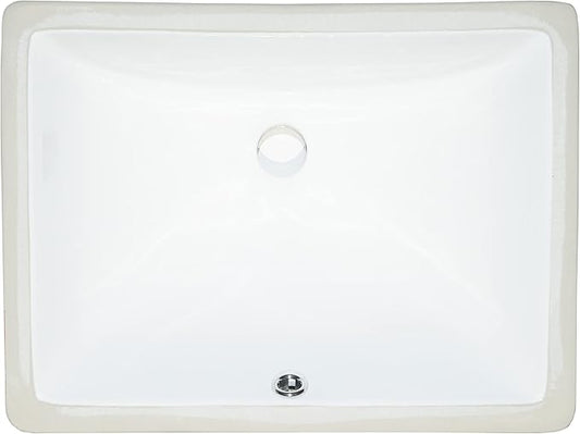 MSI 18.5” (L) x 13.75” (W) x 8.0” (H) Rectangle Porcelain Ceramic Undermount Bathroom Vanity Vessel Sink, White
