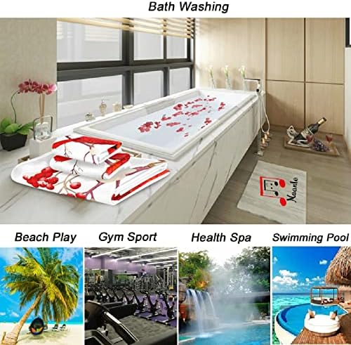 Naanle Red Cardinal Bird on Berry Branch Soft Set of 3 Towels, 1 Bath Towel+1 Hand Towel+1 Washcloth, Ideal Decor for Bathroom, Hotel, Gym, Spa and Beach