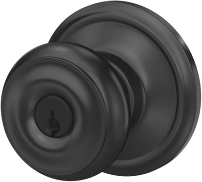 Schlage F51A GEO 622 Georgian Door Knob, Keyed Entry Lock, Matte Black