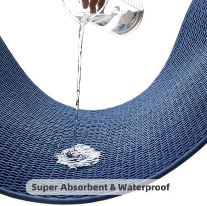 TYUU Bathroom Runner Rug, Long Bath Mat Washable Thin Quick Dry Low Pile Bathroom Runner Rugs 24 x 60 Non Slip, Navy Blue 24"x60"